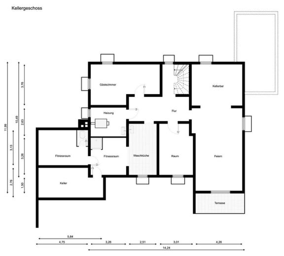 Exklusiver, kernsanierter Bungalow in Damm - wohnen auf einer Ebene – Grundriss Kellergeschoss