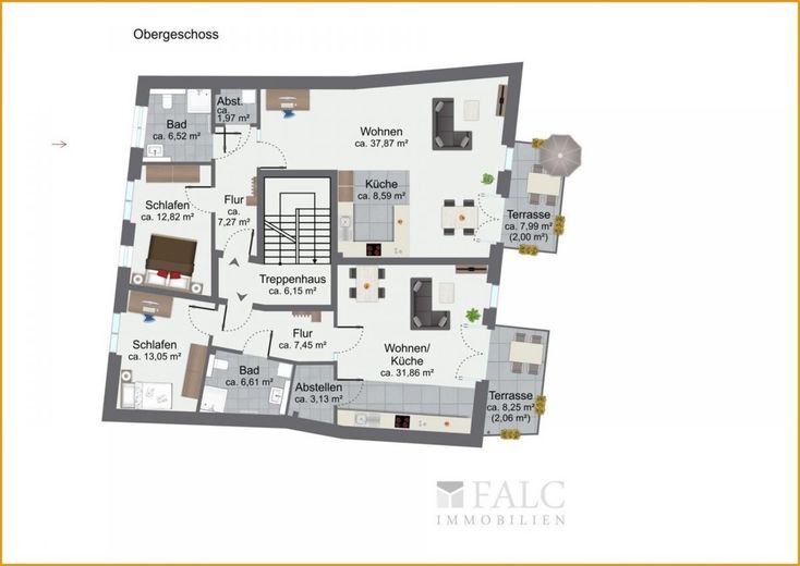 Grundriss Obergeschoss - 77m²