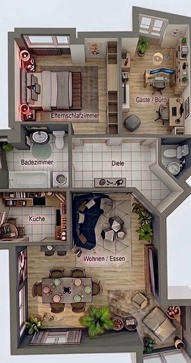 Lichtdurchflutete 3-Zimmer-Wohnung mit Süd-Wintergarten und Waldblick am Ebersberger Forst. – Mögl. Einrichtung mit Büro
