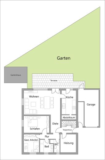 Großzügige 3-Zimmer Gartenwohnung mit Terrasse und barrierefrei in Wesseling – Grundriss