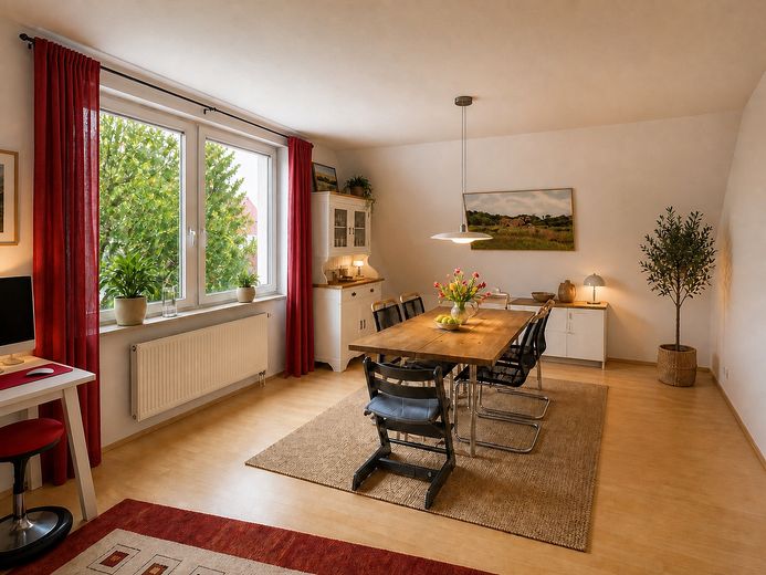 Bellissimo e accogliente appartamento mansardato con 3 locali, balcone e garage sotterraneo – Esszimmer
