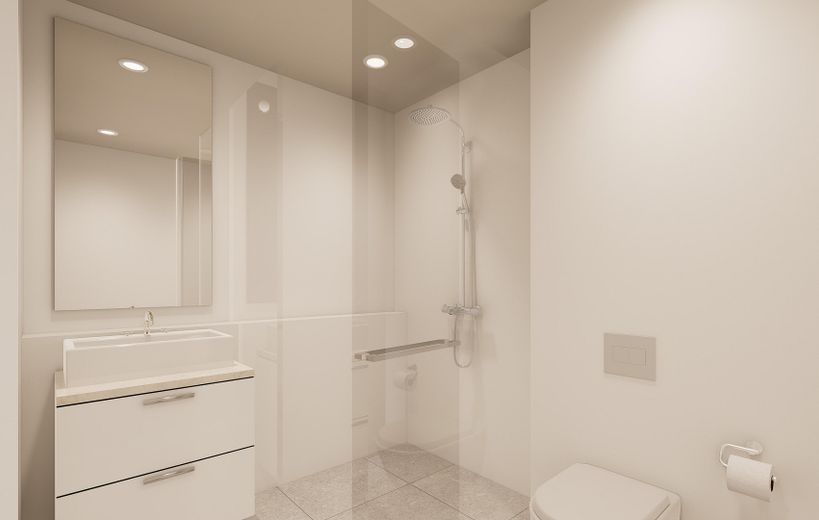 Traumhaft helle Wohnung in der Endetage, 2 Balkone, KfW 40 mit QNG – Bad