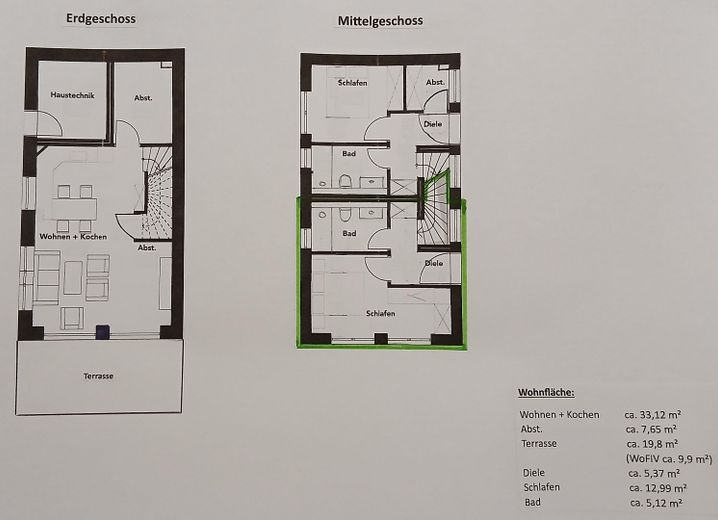 Neubau – Erstbezug | 2-Zimmer-Maisonettewohnung | Terrasse | EBK – Grundriss