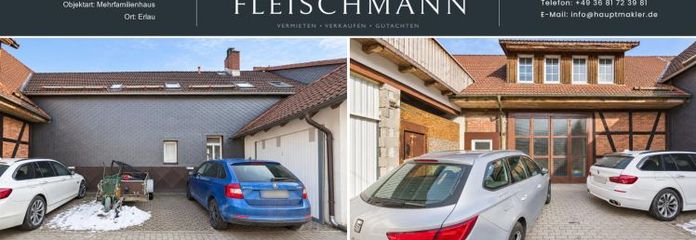 10,8 çarpanla gerçekleştirilebilir çok aileli konut – Schleusingen’de 4 daire + genişletme rezervi + garajlar