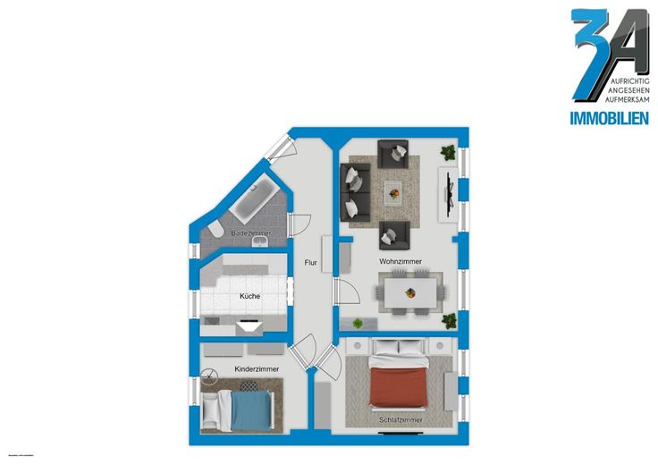 Aufgepasst! Sanierte 3-Raumwohnung in der Freiimfelder Straße! – Grundriss