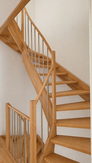 Erstbezug: A+ Neubau-Reihenhaus mit 6 Zimmern, Premiumküche, PV-Speicher & Garten – Treppenhaus