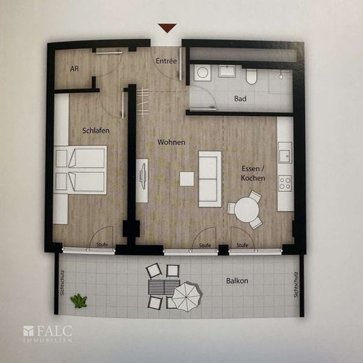 Investieren mit Zukunft - Moderne 2-Zimmer-Wohnung im Neubau – Grundriss  Zi