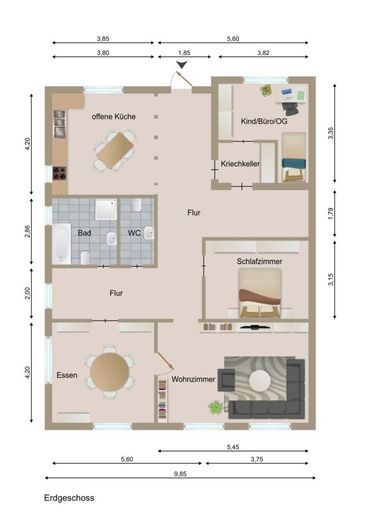 Historische Architektur mit Raum für Visionen – Grundriss Wohnhaus EG