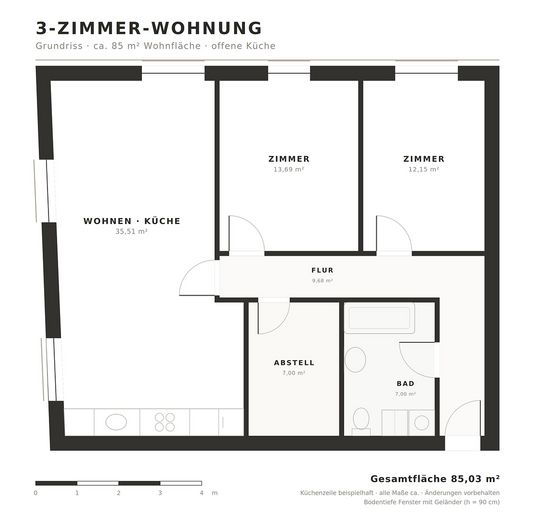 Helle 3-Zimmer Wohnung in zentraler Lage – Foto 10