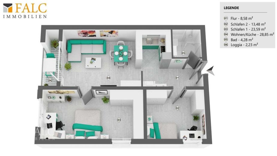 Attraktives Investment mit fünf Einheiten im Bremer Bahnhofsviertel - Perfekt für Ferienvermietung – Grundriss - Wohnung 57