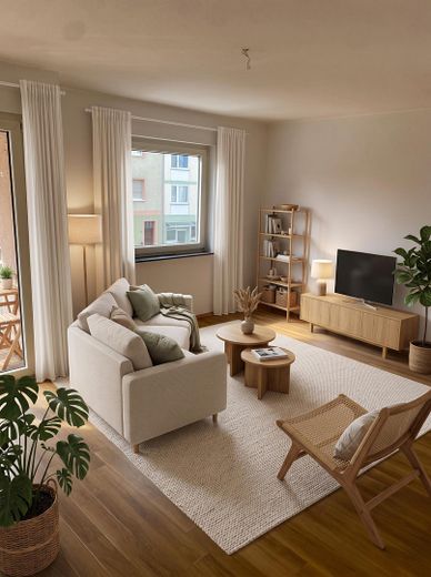Neustadt ile Zollhafen arasında balkonlu, cazip 3 odalı daire – Wohnzimmer