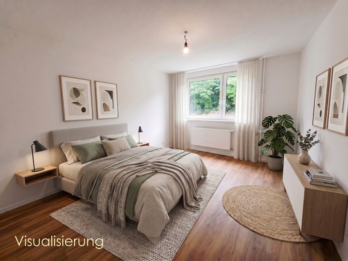 Een droom – instapklaar 3,5-kamerappartement met balkon en garage – Beispiel Schlafzimmer
