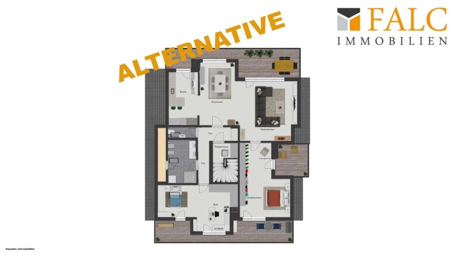 Zentrum vor der Tür - Natur vor dem Fenster! Penthouse in kleiner Einheit – Grundriss alternative 2