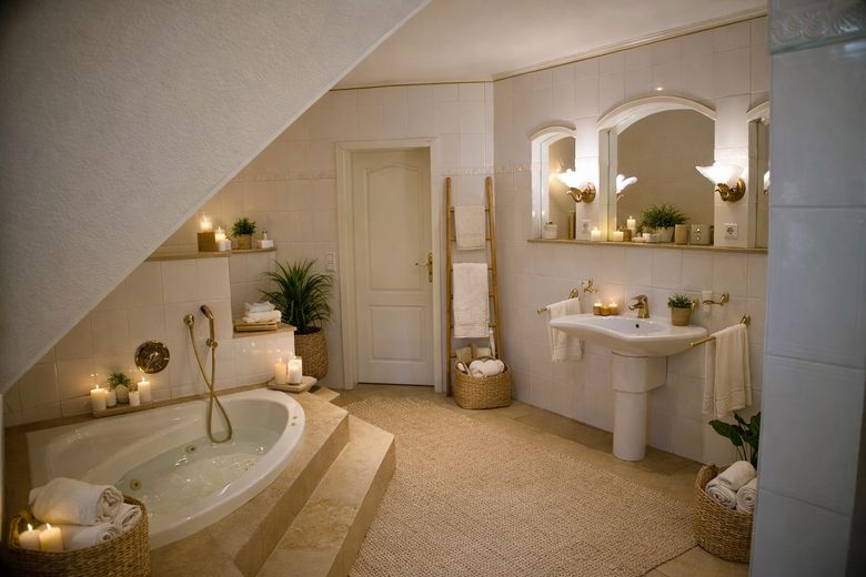 Freiraum im Grünen, zentral verbunden. Provisionsfrei - Geben Sie gern Ihr Preisangebot ab! – Badezimmer oben