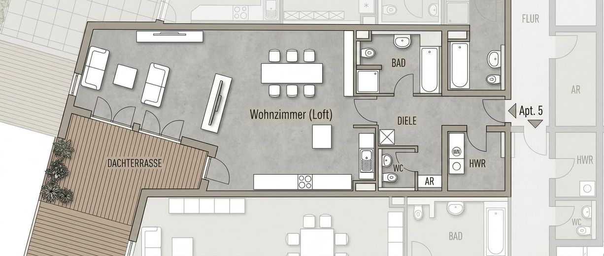 Großzügige 86 m² Studio-Wohnung mit Loft-Charakter und Dachterrasse – Foto 10