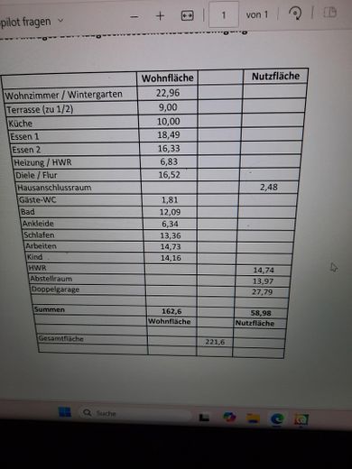 Wohn und Nutzfläche