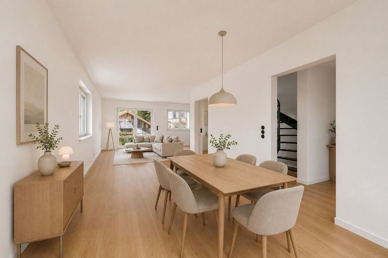 Jetzt schnell sein! Neubau-Doppelhaushälfte in Ergoldsbach mit Garten, Garage und KfW-55-Standard – Wohnbeispiel nach Fertigstellung