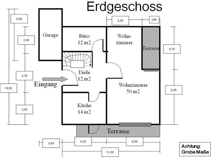 Familienfreundliches Landhaus – von privat – Grundriss Erdgeschoss
