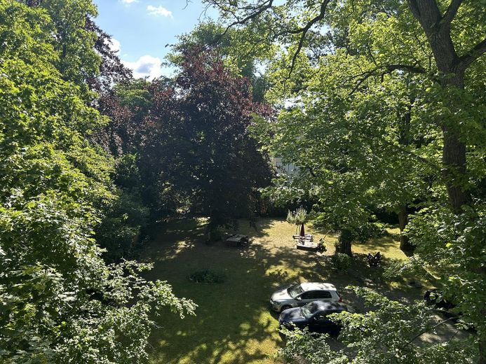 Blick Balkon in Garten