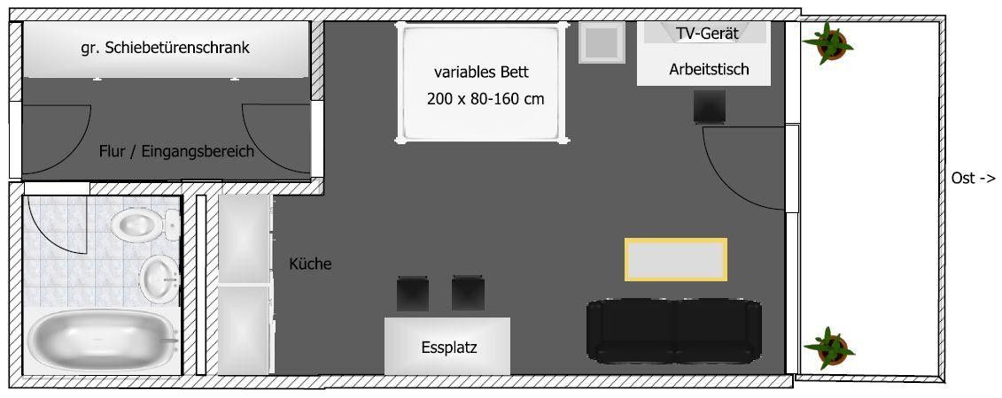 Freies Apartment auf dem Olympia-Einkaufszentrum, provisionsfrei von privat – Grundriss