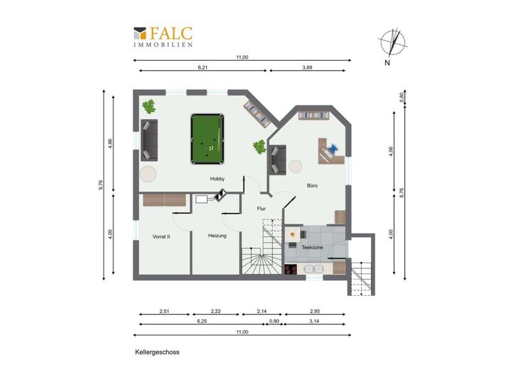 Gepflegtes, großes EFH mit schönem Garten + Zimmer mit wohnraumähnlichem Charakter im Keller – Grundriss Keller