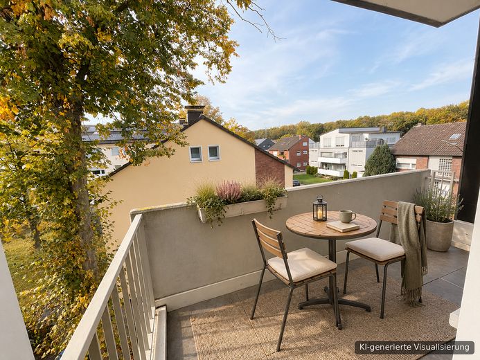 Frisch renovierte 2-Zimmer-Wohnung für 1-2 Personen, Balkon, Einbauküche, ca. 61 m², Lünen-Wethmar – KI - Balkon