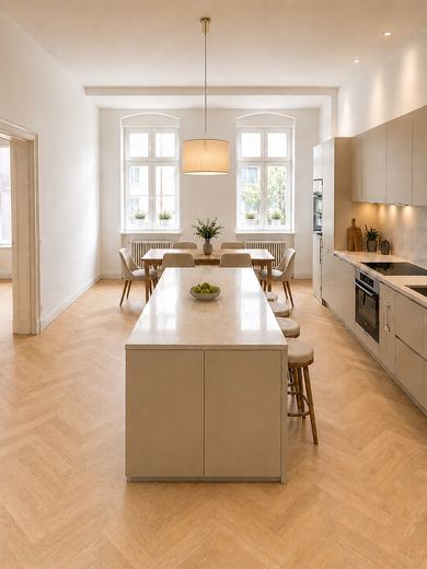 Vistas directas al Spree | 107 m² disponibles para ocupar | Ascensor | Sin comisión | 3–4 habitaciones – Visualisierung Küche