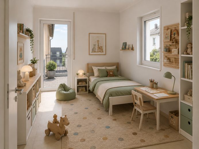 Casa bifamiliare, classe energetica A+, pompa di calore, ottime condizioni, vista aperta a ovest – Kind/Büro m. Zugang zur DT