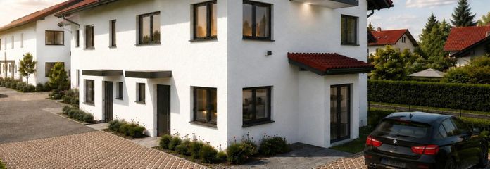 Reihenendhaus in Oberhaching - Neubau – Eingang und Stirnseite