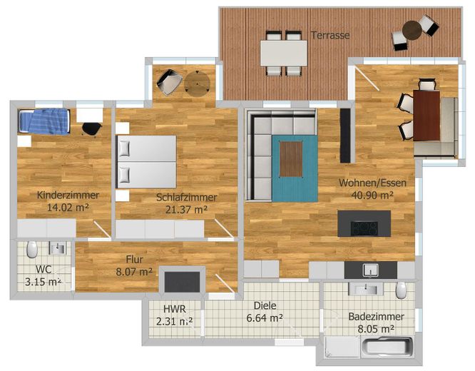Grundriss Möblierung
