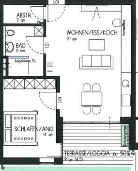 2,5 Zimmer Wohnung im Neubau in Lauchheim auf Wunsch mit Küche – Grundriss