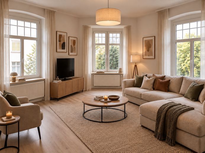 Schöne, modern renovierte 4-Zimmer-Wohnung zu vermieten – Wohnzimmer