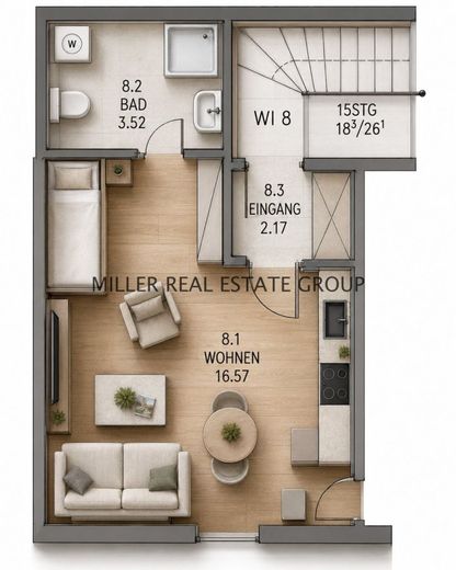 Wertstabile Kapitalanlage in Ingolstadt-Friedrichshofen: Vermietetes Dachgeschoss-Apartment mit Tiefgaragenstellplatz in ruhiger zweiter Reihe! – Grundriss Eigentumswohnung