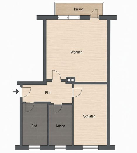 2-Zimmer-Wohnung in Berlin-Lichtenrade – ideal für Eigennutzer und Kapitalanleger – Grundriss-Skizze