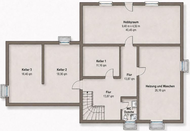 Großzügiges Einfamilienhaus in bevorzugter Wohnlage  von Bretten-Wanne – Grundriss Keller