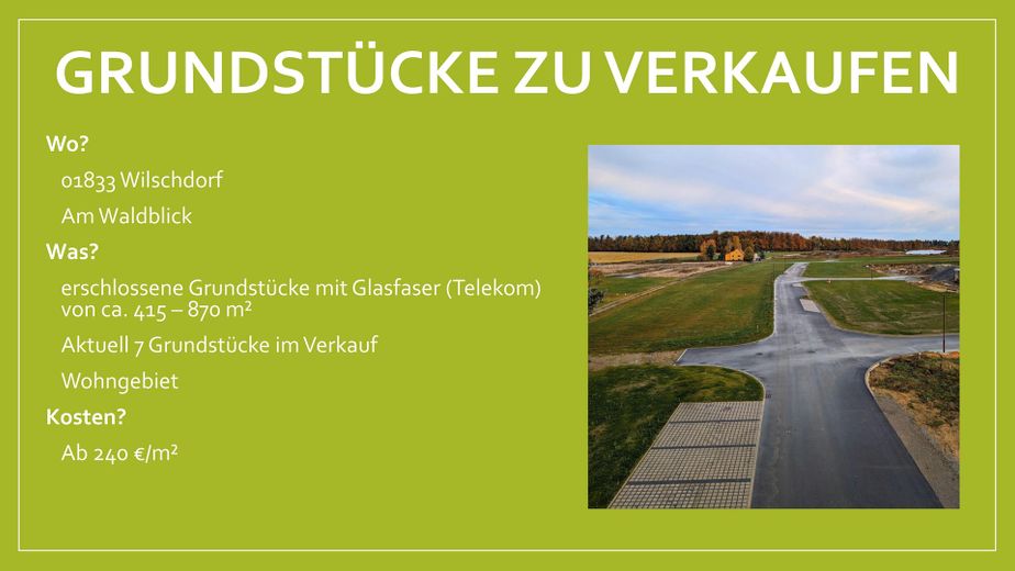 Grundstück Baugrundstück Bauland - provisionsfrei, erschlossen 481 - 837 m² – Exposé Seite 1
