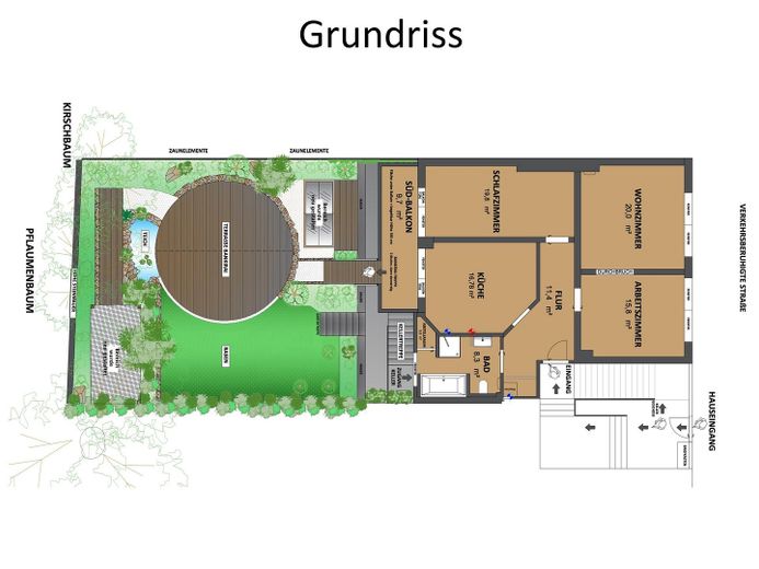 Grüne Wohlfühloase mit Südbalkon und wunderschönem Garten – Grundriss