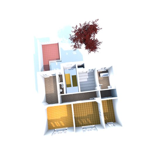 Großzügige Wohnung mit Hinterhof-Terrasse in Bahnhofsnähe – Grundriss-Modell