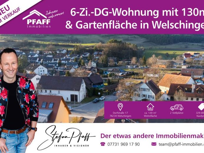 Arrivare a casa a Welschingen! Senza provvigione! Appartamento mansardato di 6 locali con 2 posti auto e area giardino – Foto 1