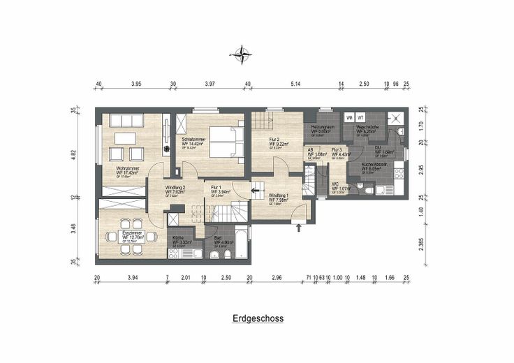 Charmantes Einfamilienhaus mit traumhaftem Südgarten, Wintergarten und Doppelgarage – Grundrisse EG