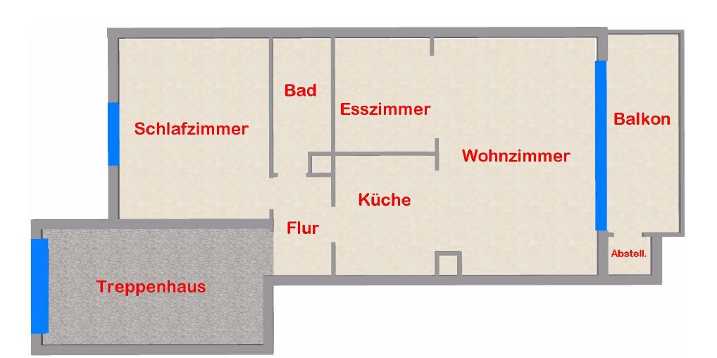 Helle Wohnung mit Balkon direkt am Deich - 2,5 Zimmer, 61qm – Aufteilung