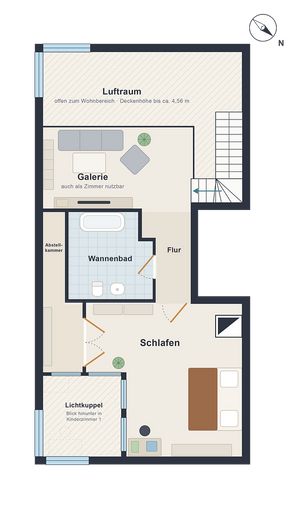 Provisievrij: 4-kam.-galerij-maisonnette, bovenste verdieping, balkon & ondergrondse garage-Geretsried-Stein – Grundriss Dachgeschoss
