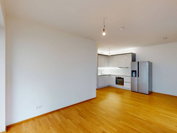 Appartamento di nuova costruzione di 3 locali in posizione centrale con BALCONE e cucina componibile nel nord-ovest di Friedrichshain – Ansicht II: Wohn- und Esszimm…