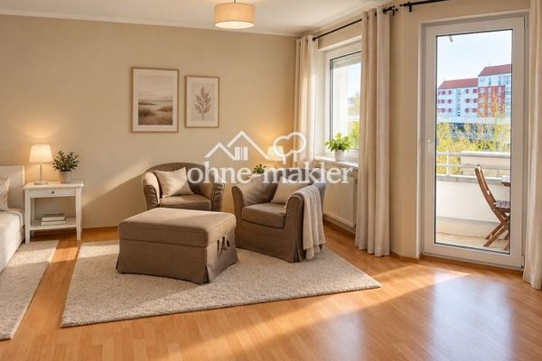 Helles 1-Zimmer-Apartment mit Südbalkon, Einbauküche und Stellplatz in Nürnberg-Laufamholz