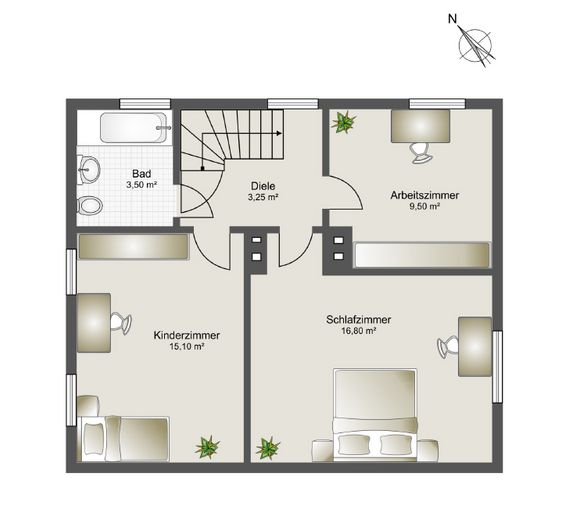 Modernisierte Doppelhaushälfte mit großem Garten & Terrasse – sofort bezugsfrei – Grundriss OG