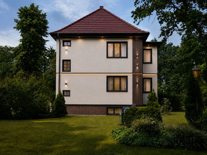 Kein Neubauwürfel, kein 08/15, Berliner Altbau-Schätzchen m. 1010m² Grundstück s. Menschen m. Ideen – Rückseite modern KI Bild