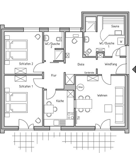Wyk-Boldixum'da engelsiz, bakımlı müstakil ev – Grundriss schematisch