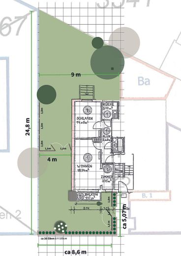 Grundriss Wohnung und Garten
