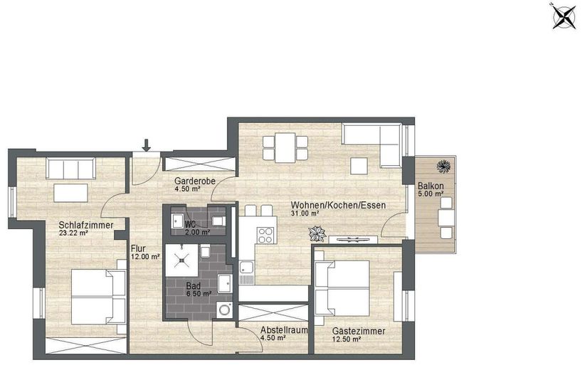 RUHIGE 3-RAUM WOHNUNG MIT LIFT IN LAUBEGAST – Grundriss