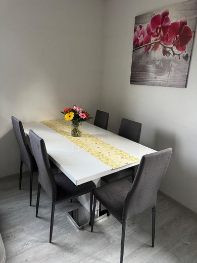 Renovierte 3- Zimmer Erdgeschosswohnung mit EBK und Terrasse in ruhiger Lage in 23974 Neuburg – Wohnzimmer Essbereich 